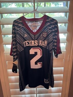 adidas Texas A&M Black and Maroon #2 Football Jersey